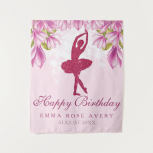 Tenture Ballerina Glitter Happy Birthday Tapestry