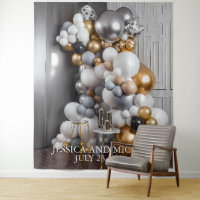 Ballon mural en or argent Anniversaire Anniversair