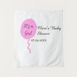 Tenture Ballon rose c'est une fille baby shower ajouter no