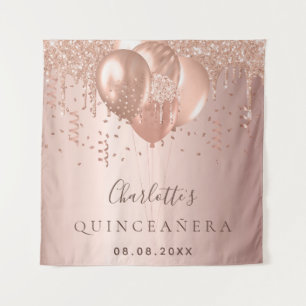 Tenture Ballons pailletés rose gold avec monogramme pour Q