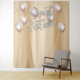 Tenture Ballons pour les 16 ans modernes fille or 16e anni