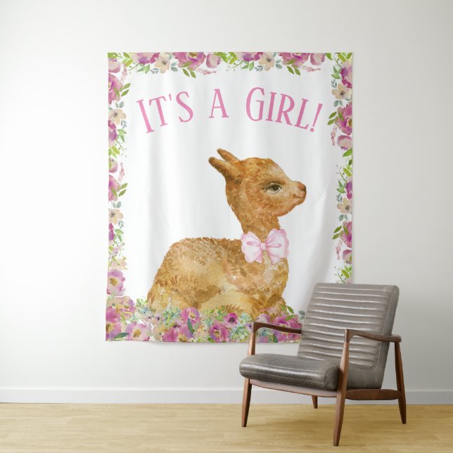 Tenture Bandeau de fond pour Baby Shower Llama (En situation)