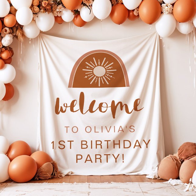 Tenture Banderole de bienvenue d'anniversaire Boho Terraco (Créateur téléchargé)