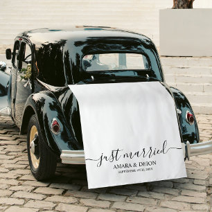 Tenture Banderole de voiture en tissu de script Mariés jus