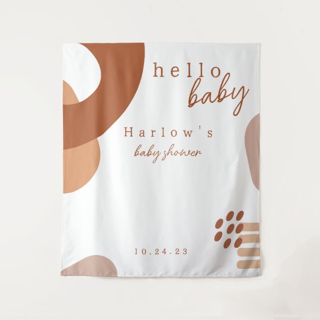 Tenture Bannière abstraite en terre cuite boho pour Baby S (Devant)