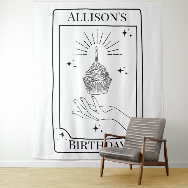 Tenture Bannière Anniversaire de la carte Black Blanc pers (En situation)