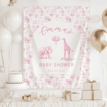 Bannière Baby shower fille rose vierge Safari Toil