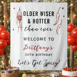 Tenture Bannière d'anniversaire Older Wiser Hotter Tissu A