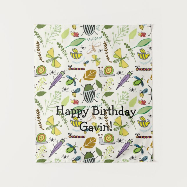 Tenture Bannière d'anniversaire thème insecte Fête d'anniv (Devant)