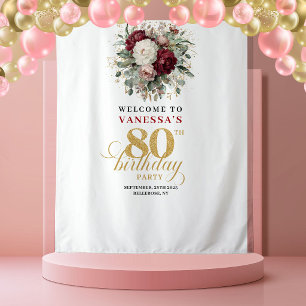 Tenture Bannière de 80e anniversaire Charmant Rose Gold