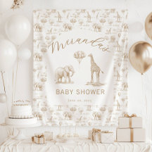 Bannière de Baby Shower beige Safari Toile