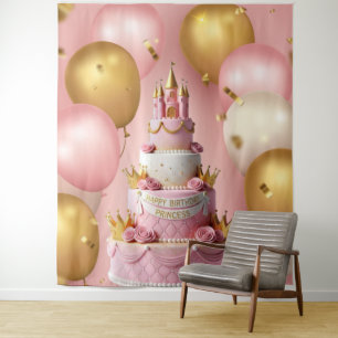 Tenture Bannière de Château de Princesse de Gâteau d'Anniv
