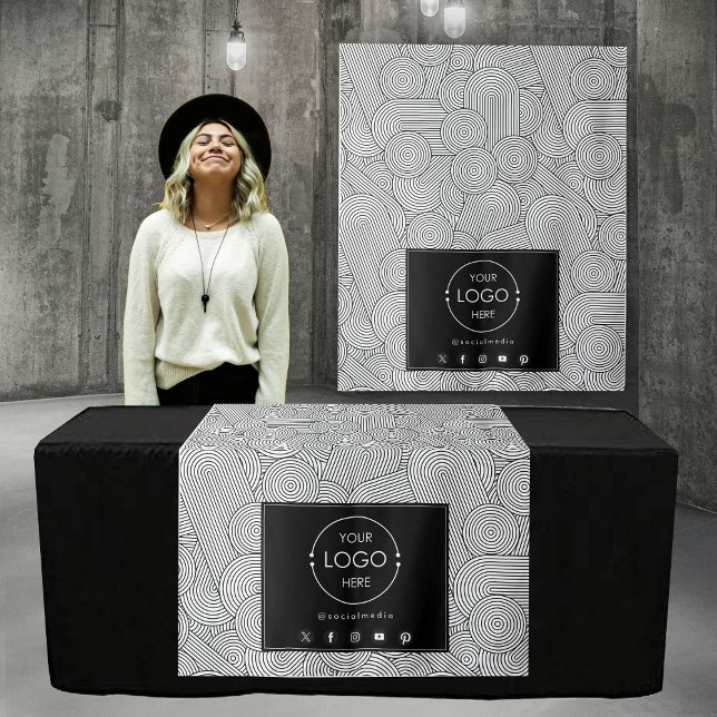 Tenture Bannière de chemin de table Logo d'entreprise Mili (Table Runner Banner Business Logo Mid Century)