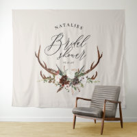Bannière de douche nuptiale florale aquarelle cerf