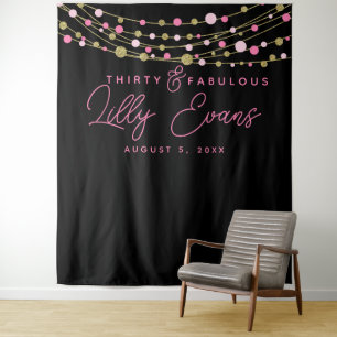 Tenture bannière de fête d'anniversaire étape rose et or