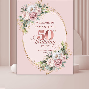Tenture Bannière de fête d'anniversaire Luxe Rose Gold Bot