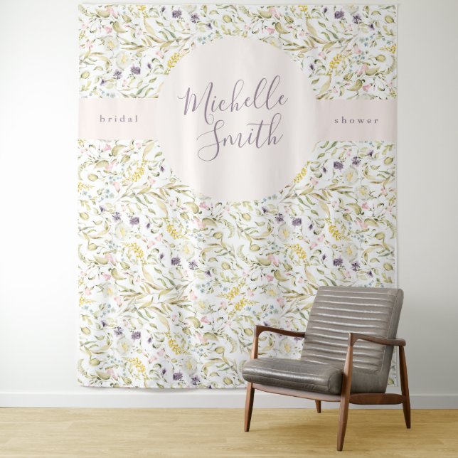 Tenture Bannière de Fête de Mariage Bohème Florale de Prin (En situation)