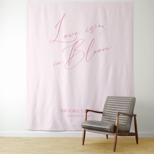 Tenture Bannière de Fête des mariées rose élégant (En situation)