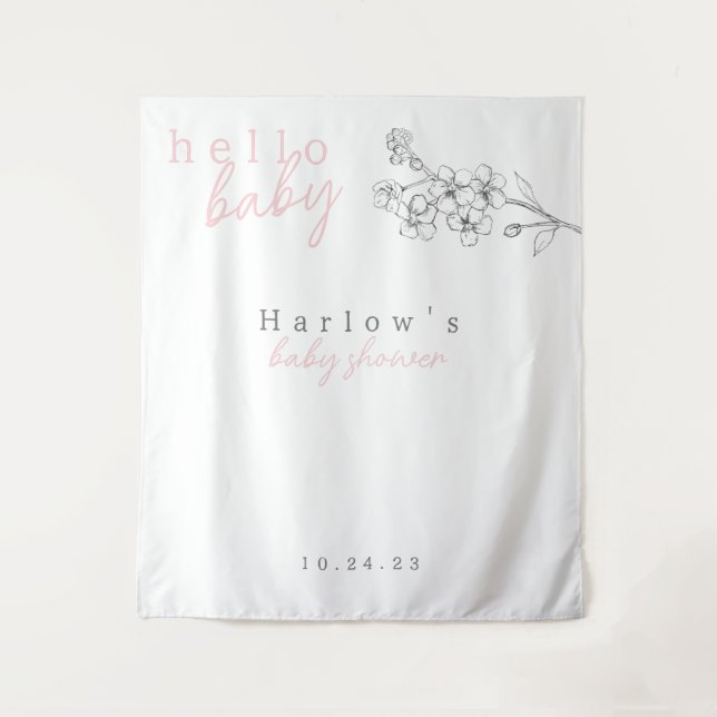 Tenture Bannière de fête prénatale Baby Hello Rose Botaniq (Devant)