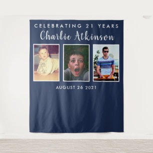 Tenture bannière de fond de collage photo d'anniversaire 2