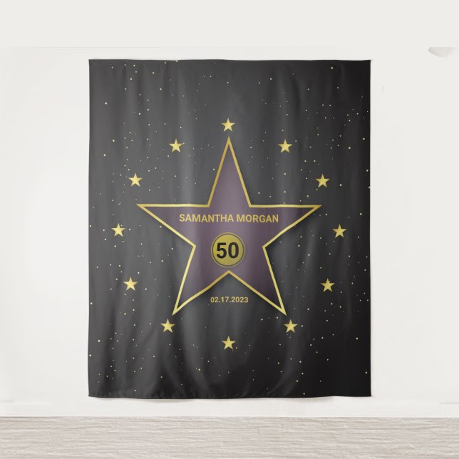 Tenture Bannière de fond de joyeux anniversaire Star of Fa (Devant)