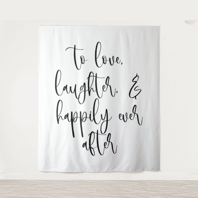 Tenture Bannière de fond de mariage élégant - Amour, rire (Devant)