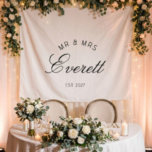 Tenture Bannière de mariage personnalisée avec nom de fami