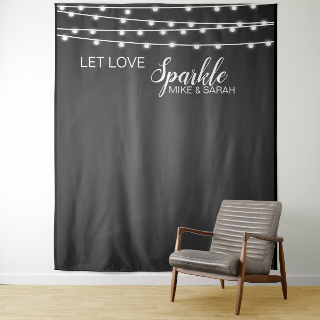 Tenture Bannière de photobooth à étincelles d'amour Tapiss (En situation)
