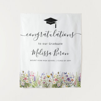 Tenture Bannière de remise des diplômes aux fleurs sauvage