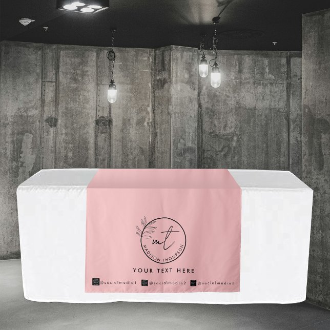 Tenture Bannière de Runner de table personnalisée Pink - I (Custom Table Runner Banner Pink Social Media Icons Tapestry)