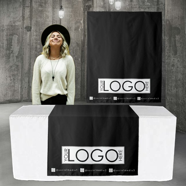 Tenture Bannière de Runner de table personnalisée pour les (Custom Table Runner Banner for Events Black Tapestry)