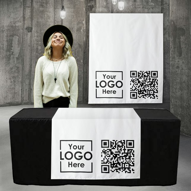 Tenture Bannière de Runner Table personnalisée Logo d'entr (Custom Table Runner Banner Business Logo QR Code Tapestry)