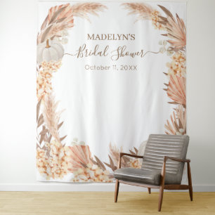 Tenture Bannière de salle de mariage Bohème Pampas blanche