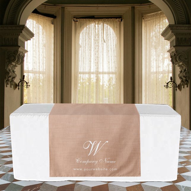 Tenture Bannière de table de travail en lin pêche Script (Peach Linen Business Table Runner Banner Script Tapestry)