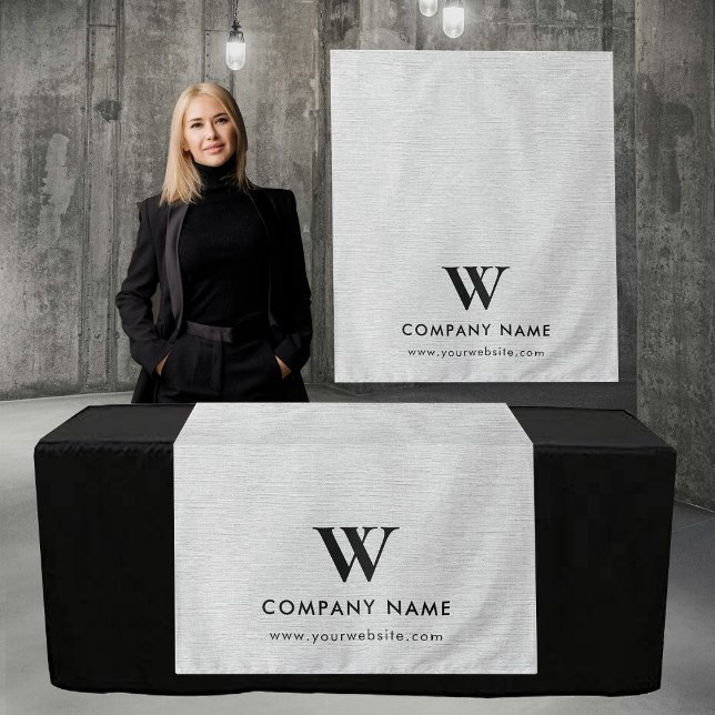 Tenture Bannière de table personnalisée en lin gris pour e (Custom Business Table Runner Banner Gray Linen Tapestry)