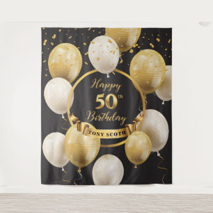 Tenture Bannière de toile de fond de 50e anniversaire Gold