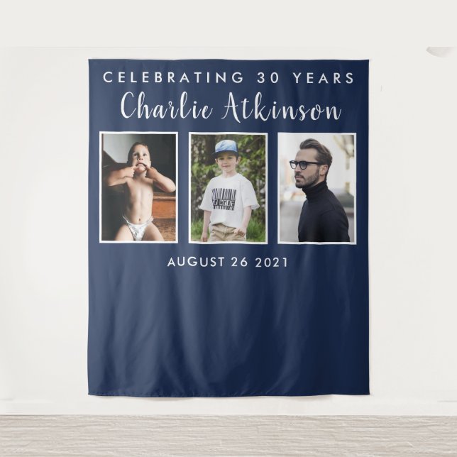 Tenture Bannière de toile de fond de collage photo pour 30 (Devant)