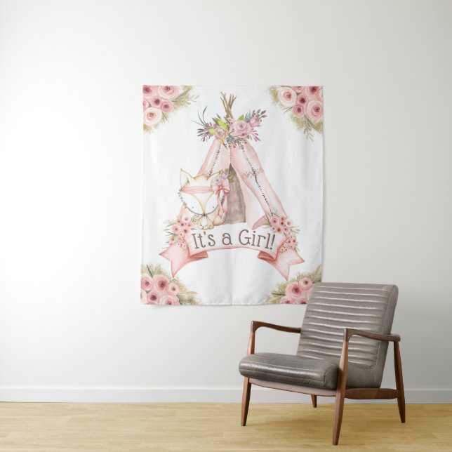 Tenture Bannière de toile de fond pour fête prénatale trib (En situation)