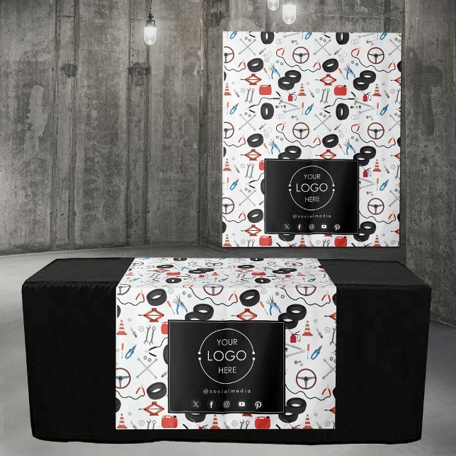 Tenture Bannière du coureur de table Business Logo Pièces  (Table Runner Banner Business Logo Car Parts Tapestry)