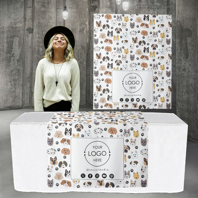 Tenture Bannière du coureur de table Business Logo Social  (Table Runner Banner Business Logo Social Media Dog Tapestry)