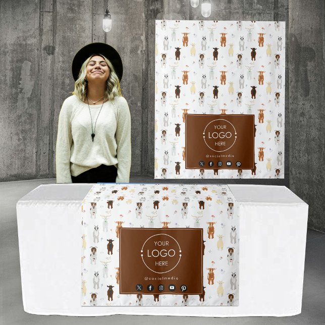 Tenture Bannière du coureur de table Logo Médias sociaux C (Table Runner Banner Logo Social Media Goat Farm Tapestry)