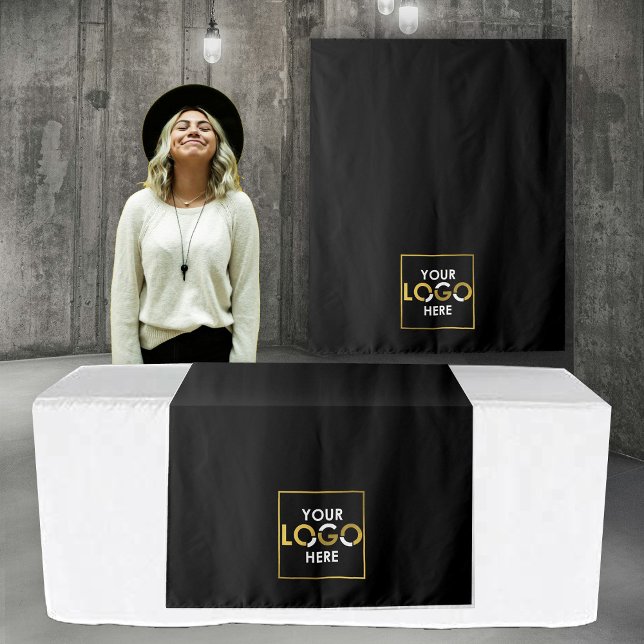 Tenture Bannière du coureur de table personnalisée Logo d' (Custom Table Runner Banner Business Logo Black Tapestry)