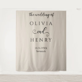 Tenture Bannière minimaliste Mariage Beige Élégante