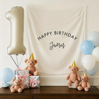 Tenture Bannière personnalisée d'anniversaire, Nom d'anniv