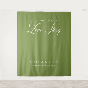 Tenture Bannières de fond de mariage à calligraphie verte