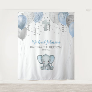 Tenture Baptême à l'aquarelle Ballons Éléphant