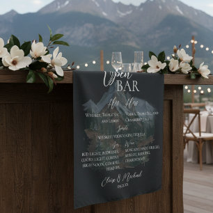 Tenture Bar ouvert et boisson signature aquarelle montagne