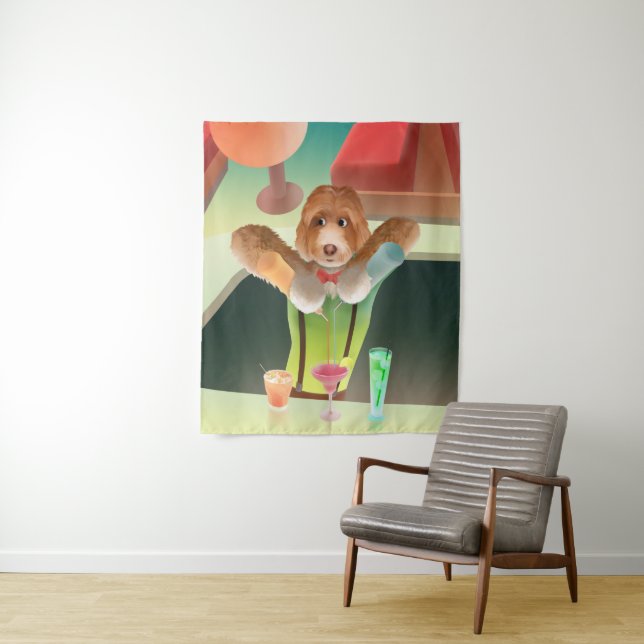 Tenture Bartending Dog in Retro Bar (En situation)