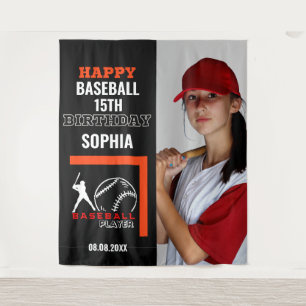 Tenture Baseball Anniversaire, Joueuse De Baseball Retour
