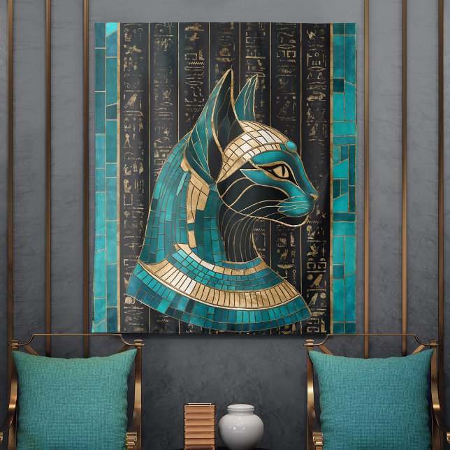 Tenture Bastet, déesse chatte égyptienne - Art mosaïque (Créateur téléchargé)